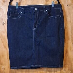 Nine West Denim Skirt Women's Size 16 Dark Wash Classiccore Preppy Basic Retro